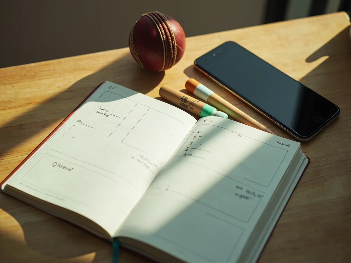 Open notebook with two wooden markers indicating captain choices