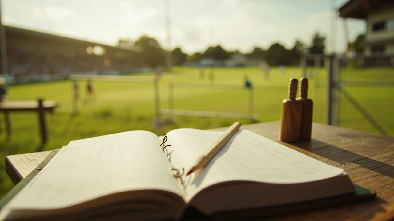 Scorebook on a pavilion table